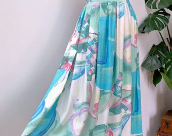 Vintage 1980s abstract pastel midi skirt