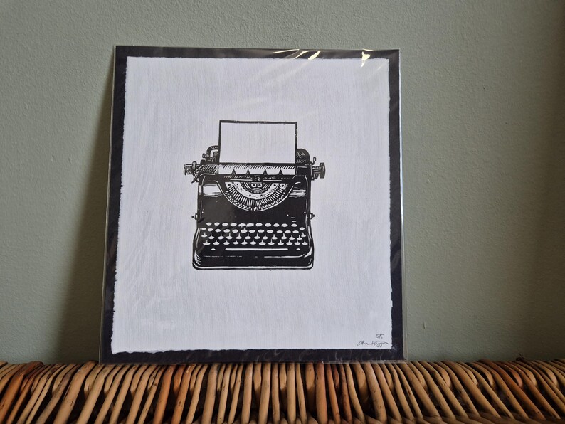 Typewriter Linocut Print - Etsy