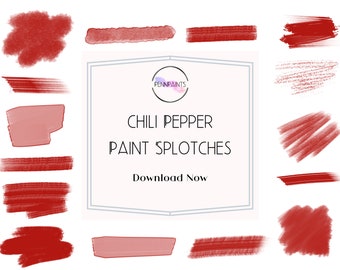 Paint Strokes / Chili Pepper Red / Watercolor Strokes / Paint Clipart / Maroon Splotches / Watercolor Brush Clip Art