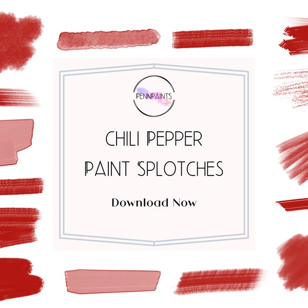 Paint Strokes / Chili Pepper Red / Watercolor Strokes / Paint Clipart / Maroon Splotches / Watercolor Brush Clip Art