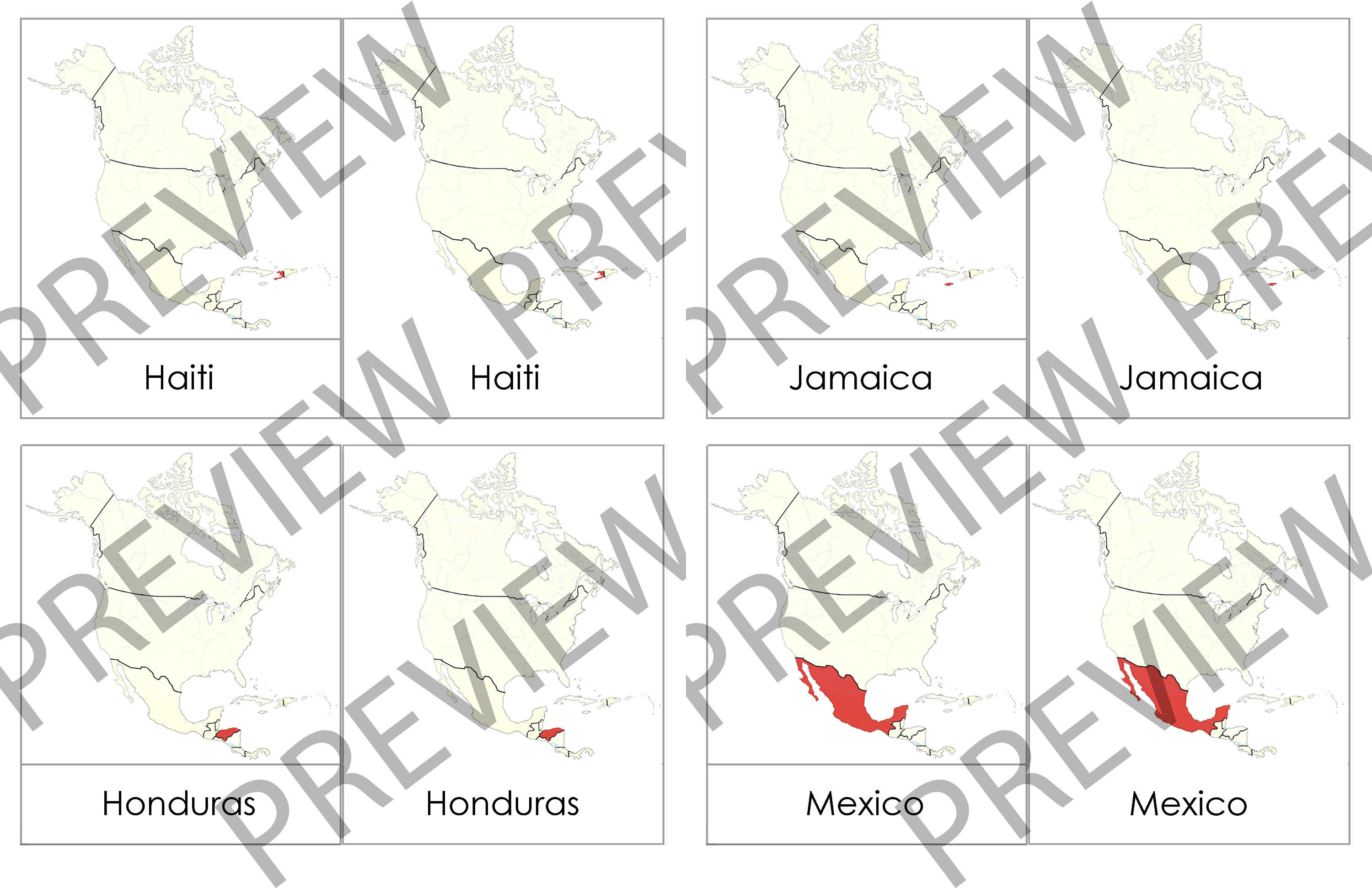 Countries of North America - 3-part Cards Montessori Nomenclature PDF ...