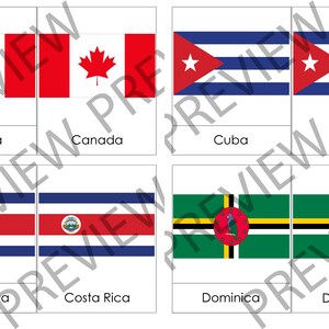 Flags of North America - 3-part Cards Montessori Nomenclature PDF ...