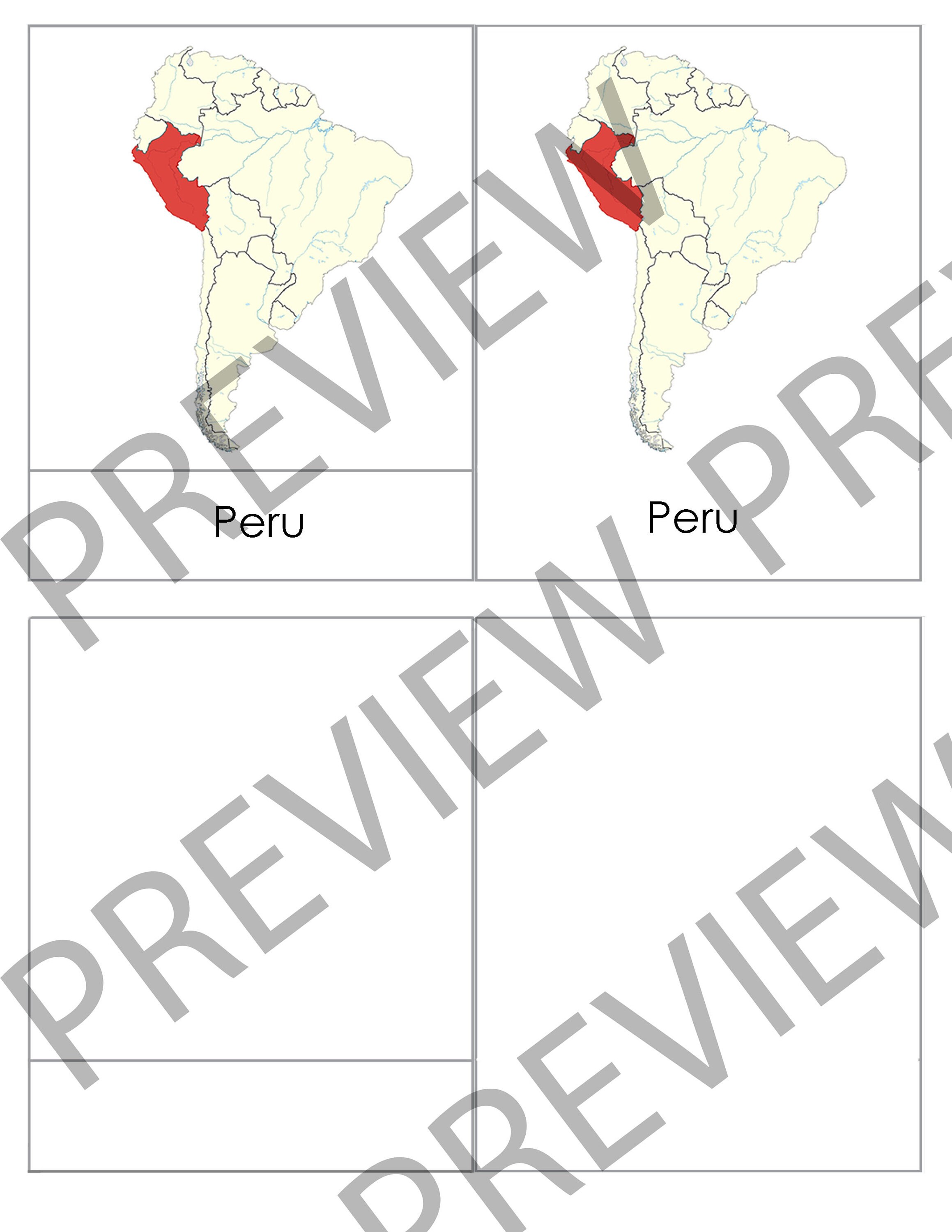 South America Countries Montessori Cards – Geography Learning 3 Part ...