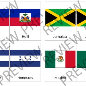 Flags of North America - 3-part Cards Montessori Nomenclature PDF ...