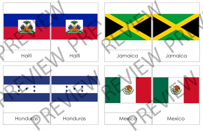Flags of North America - 3-part Cards Montessori Nomenclature PDF ...