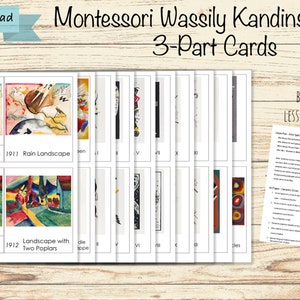 Wassily Kandinsky Art Montessori Tarjetas de 3 partes - Idioma - Plan de lección de arte - PDF JPG imprimible
