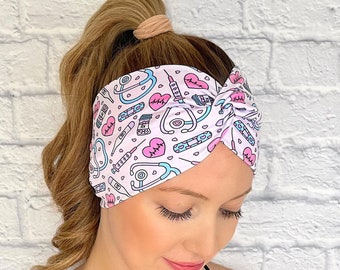 Medical Headband Stethoscope Print, Nurse headband, CNA PCT Gift, LPN clothing, Doctor accessories