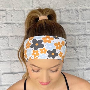 Womens Retro Floral Headband, Flower Headband, Hair Accessory, spring headband, New mom gift idea, nurse headband, soft stretchy headband