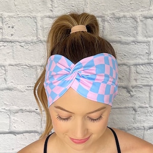 Pink and Blue Checker Headband, NICU nurse Headband, L and D nurse, Midwife, Labor and Delivery, Baby Shower, Mother Baby, women’s health