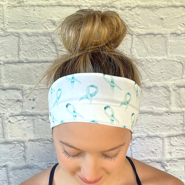 Ovarian Cancer Awareness, Teal Cancer Awareness, Cancer Awareness Headband, Anxiety Awareness, Teal Ribbon Awareness, PTSD Awareness