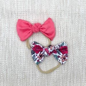 Pink and Floral Headbands, Bow headbands, Soft Stretchy Baby headbands, Newborn headbands, Newborn girl gift idea