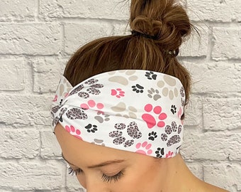 Paw Print Headband, Vet Tech Headband, Dog Headband, Dog Print Headband, Animal Lover Gift, Cat Headband, Kitten Headband, Cat Lover
