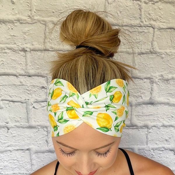 Lemon Headband, Summer Headband, Fruit Headband, Summer Accessory, Picnic Gift, Stretchy Headband, Fruit Theme