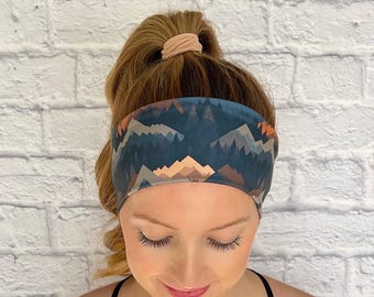 Mountain Headband, Hiking accessory, outdoor lover gift, nature theme, athletic clothing