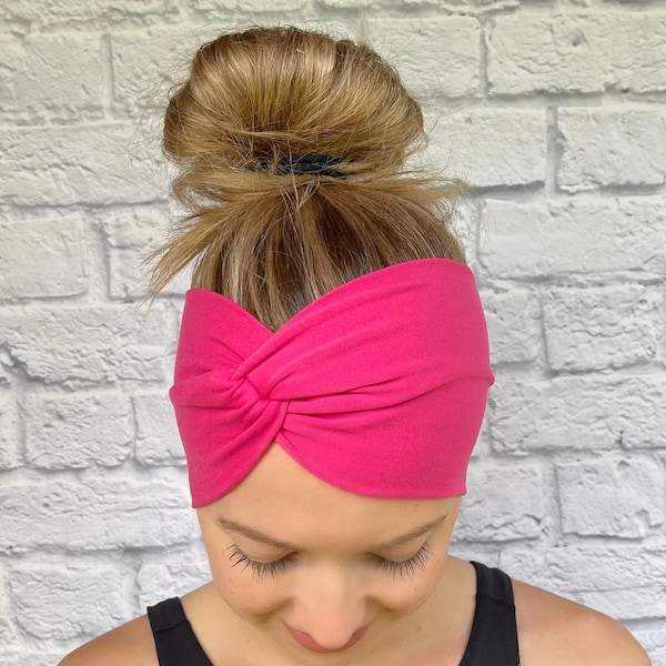 Pink Stretchy Headband, Workout Headband, Knit Headband, Headband for women, Girlie gift, Pink Hair Accessory, Yoga Headband