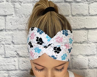 Paw Print Headband, Animal Print Hair Band, Vet tech clothing, veterinarian gift