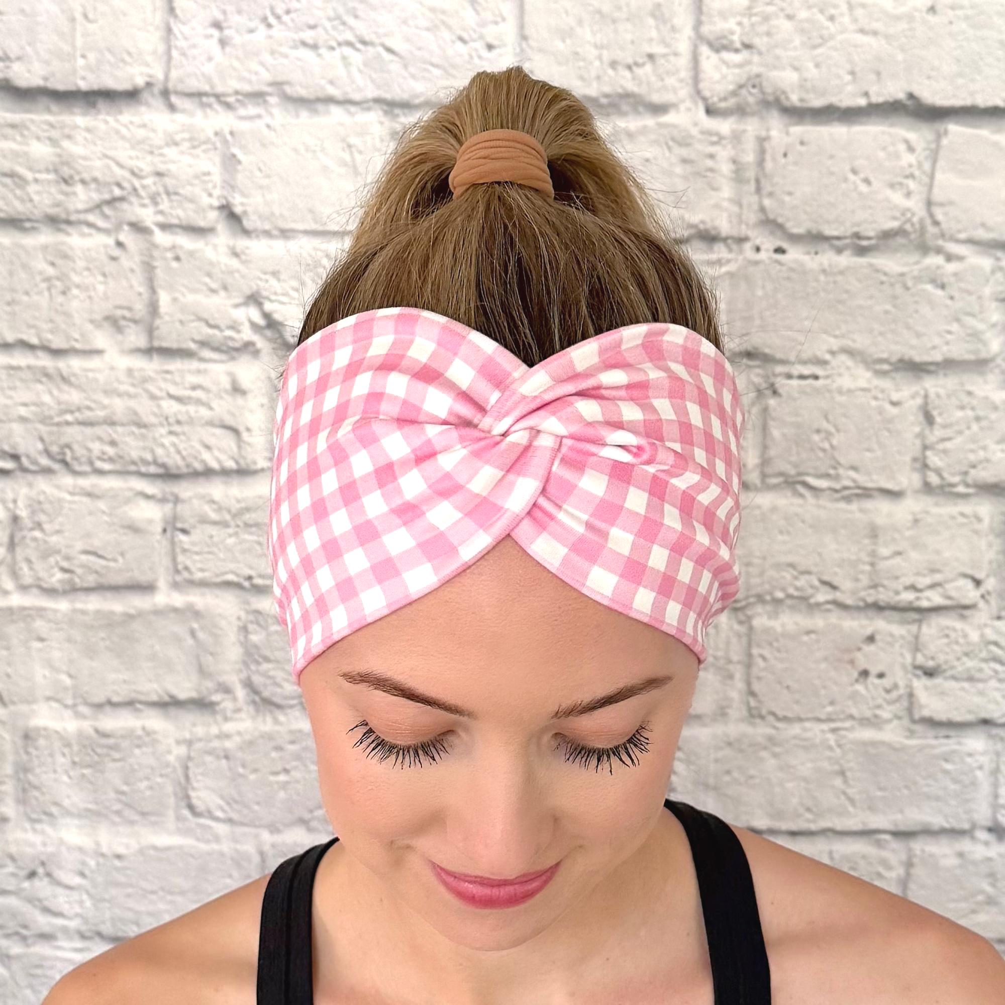 Alfani Pink Plaid Bow Headband Pink Plaid Baby Bow Headband: Handmade Cotton Hair Accessory  main image 2