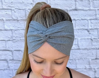 Heather Gray Wide Headband: Non-Slip Hair Accessory
