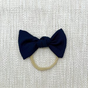 Navy Ribbed Baby Headband, Bow headbands, Soft Stretchy Baby headbands, Newborn headbands, Newborn girl gift idea