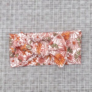 Adjustable Floral Ribbed Baby Headband, Toddler Bow Headband, soft baby toddler headband, baby bow headband, stretchy baby bow