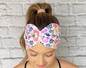 Paw Print Headband, Cat Dog Lover, Vet Tech Clothing, Animal Print Accessory, new pet