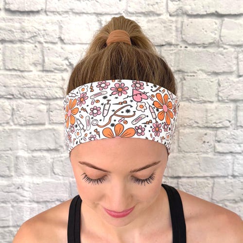 Floral Medical Headband, Nurse Accessory, healthcare gift, nurse clothing, doctor theme, LPN, CNA