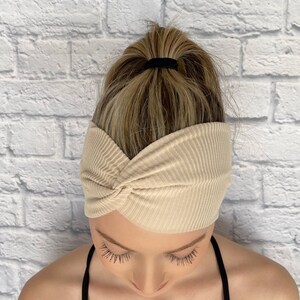 Neutral Ribbed Headband, Pale Tan, Wide Headband, Knit Headband, Neutral Headband, Boho Style, Headbands, Womens Accessories