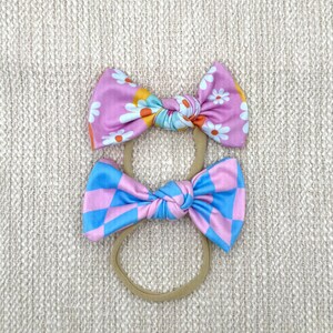 Pink and Blue Baby Headbands, Bow headbands, Soft Stretchy Baby headbands, Newborn headbands, Newborn girl gift idea