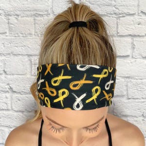 Childhood Cancer Awareness Headband, Pediatric Cancer Awareness, Childhood Cancer Awareness Headband, Cancer Awareness, Yellow Ribbon