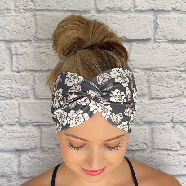 Womens Floral Headband, Flower Headband, Winter Accessory, Wide Headband, New mom gift idea, best friend gift idea, medical headbands