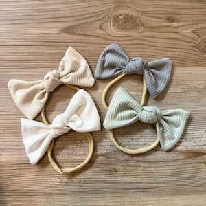 Solid Color Ribbed Baby Headband, Bow headbands, Soft Stretchy Baby headbands, Newborn headbands, Newborn girl gift idea