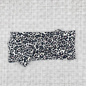 Adjustable Leopard Print Baby Headband, Toddler Headband, soft baby headbands, baby bow headband, soft toddler headbands, toddler bows