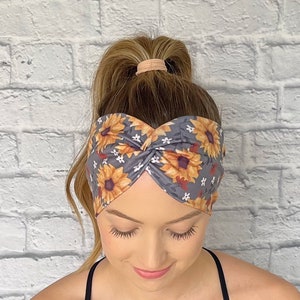 Sunflower Headband, Spring Floral Headband, Floral Headband, Sunflower accessory, Sunflower Gift, Headband for Women, soft stretchy headband