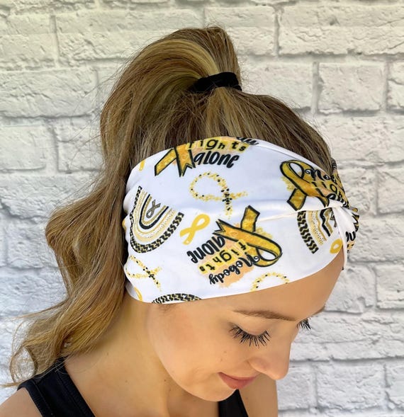 Childhood Cancer Awareness Headband, Gold Ribbon Clothing Accessory