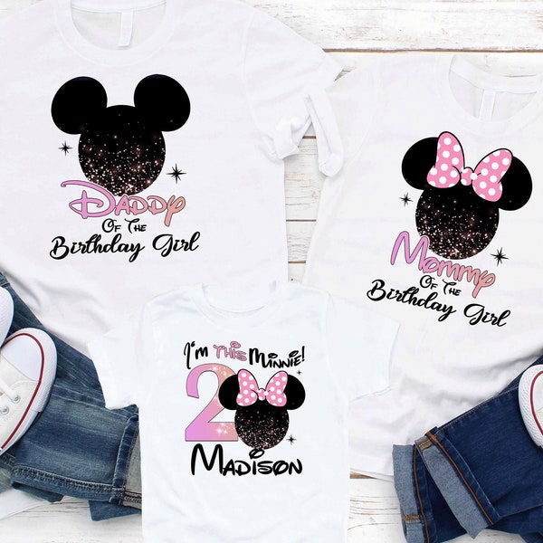 Minnie Geburtstag Shirt, Minnie Maus Shirt personalisiert, Disney Outfit, Geburtstag Shirt für Mädchen, Personalisierter Shirt, Disney Outfit P139