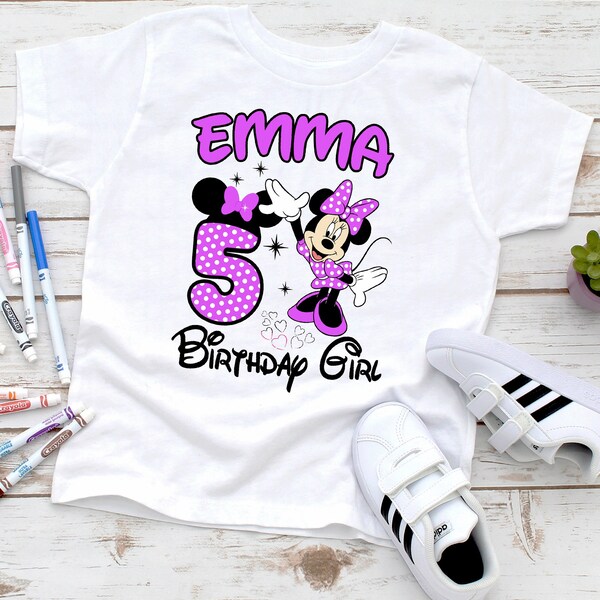Minnie Birthday Shirt, Custom Minnie Bday Shirt, Minnie Mouse Shirt, Birthday Gift, Personalized Birthday Shirt, Custom Text on Shirts P136