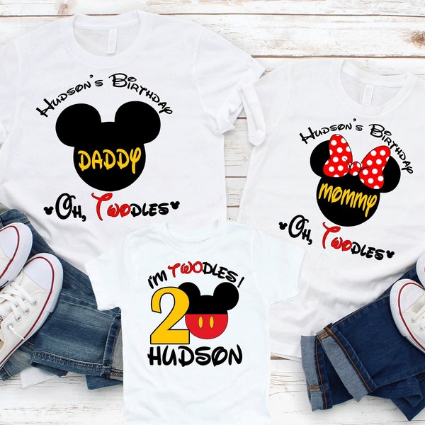 I’m Twodles Birthday Shirt, Mickey Minnie Mouse Shirt, 2nd Birthday Shirt for Boy and Girl, Custom Birthday Shirt, Personalized Shirt P84