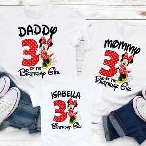 Chemise d'anniversaire personnalisée Minnie, chemise de fête Minnie, chemise Minnie Mouse, cadeau d'anniversaire, chemise d'anniversaire personnalisée, texte personnalisé sur les chemises P85