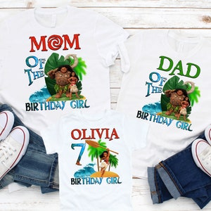 Moana Birthday Party Shirt, Custom Moana Shirt, Personalized Moana Maui Apparel, Family Outfit, Moana Maui Birthday Party T-shirts, P104
