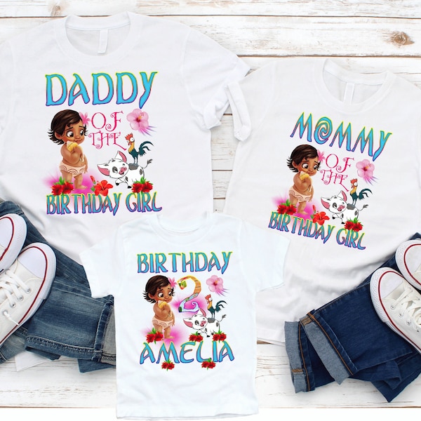 Moana Birthday Shirt,Moana Family Shirts,Baby Moana Family Birthday Shirt,Personalized Moana Apparel,Birthday Girl T-Shirts,Baby Moana,P30