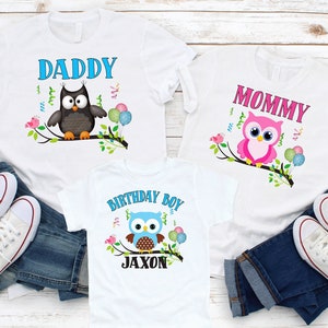 Birthday Family Shirt, Owl's Family T-shirts, Birthday Boy Shirt, Owl Shirt, Customize, Personalized Birthday Outfit, Owl Outfit  P81