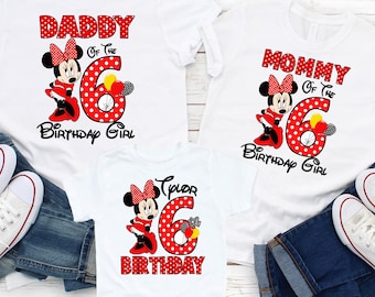 Camiseta personalizada de cumpleaños de Minnie Mouse, atuendo familiar Disney P143