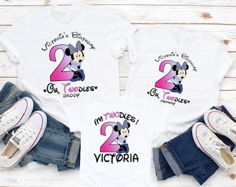 Camiseta de cumpleaños de Twodles: Traje de Minnie Mouse para el segundo cumpleaños