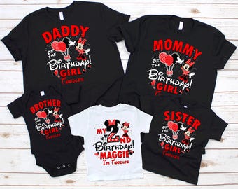Camiseta personalizada de cumpleaños de Minnie Mouse, Disney Family Matching P226