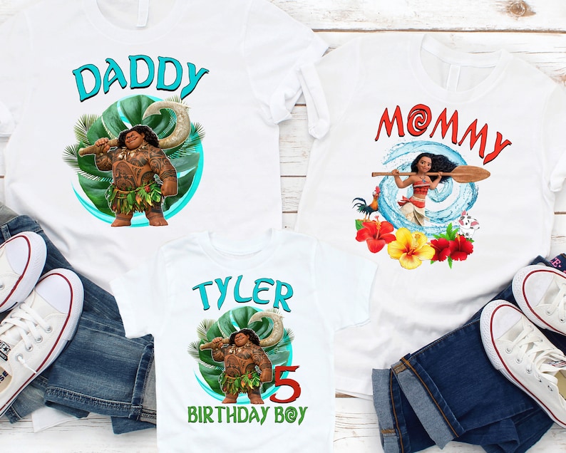 moana birthday shirts for family