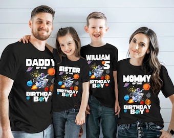 Astronaut Geburtstags Shirt, Geburtstags Shirt für Jungen, Geburtstags Shirt, personalisiertes Grafik T-Shirt, Weltraum Outfit P202