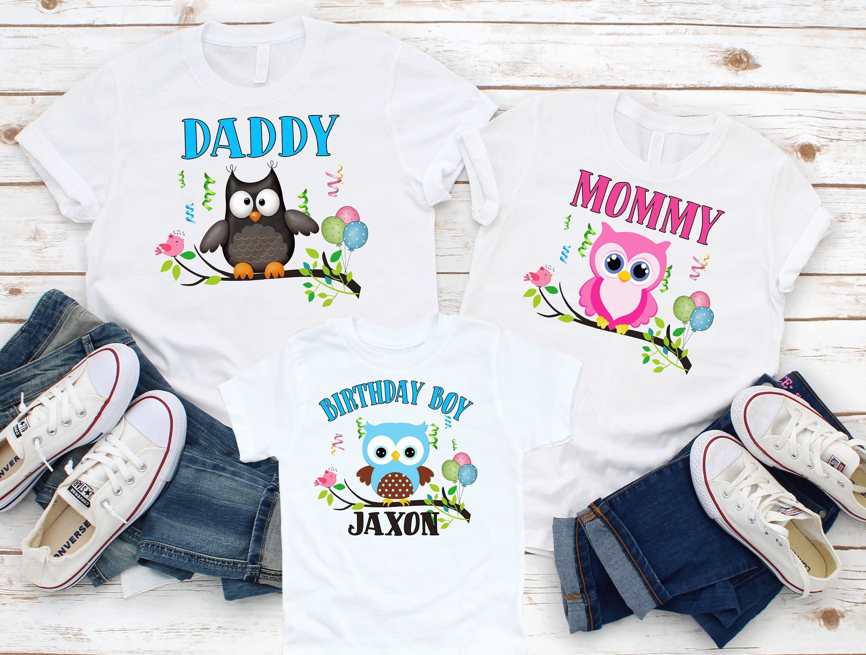 Birthday Family Shirt, Owl's Family T-shirts, Birthday Boy Shirt, Owl Shirt, Customize, Personal