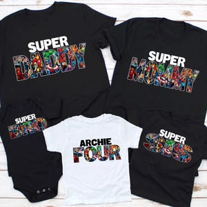 Personalized Superhero Family Birthday Shirt: Matching Cotton T-Shirt P89