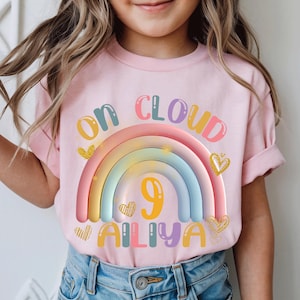 On Cloud Birthday Girl T-Shirt, Personalized Rainbow Outfit P199