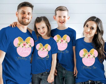 Camiseta personalizada de cumpleaños de Minnie Mouse, atuendo familiar de Disney P145
